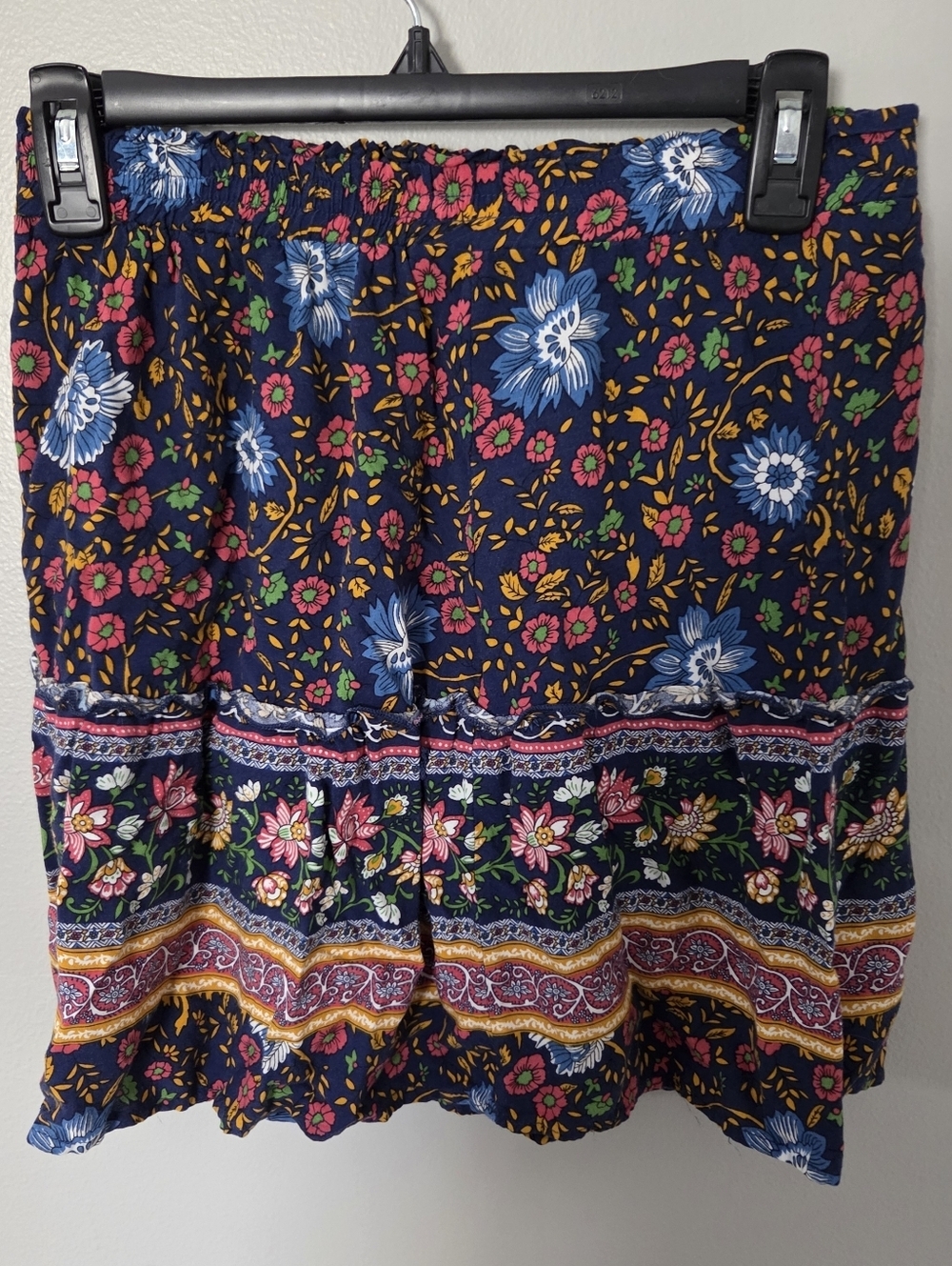 Simplee Womens Boho Floral Two-Piece Crop Top & Mini Skirt Set - Navy Sz L - Picture 9 of 10